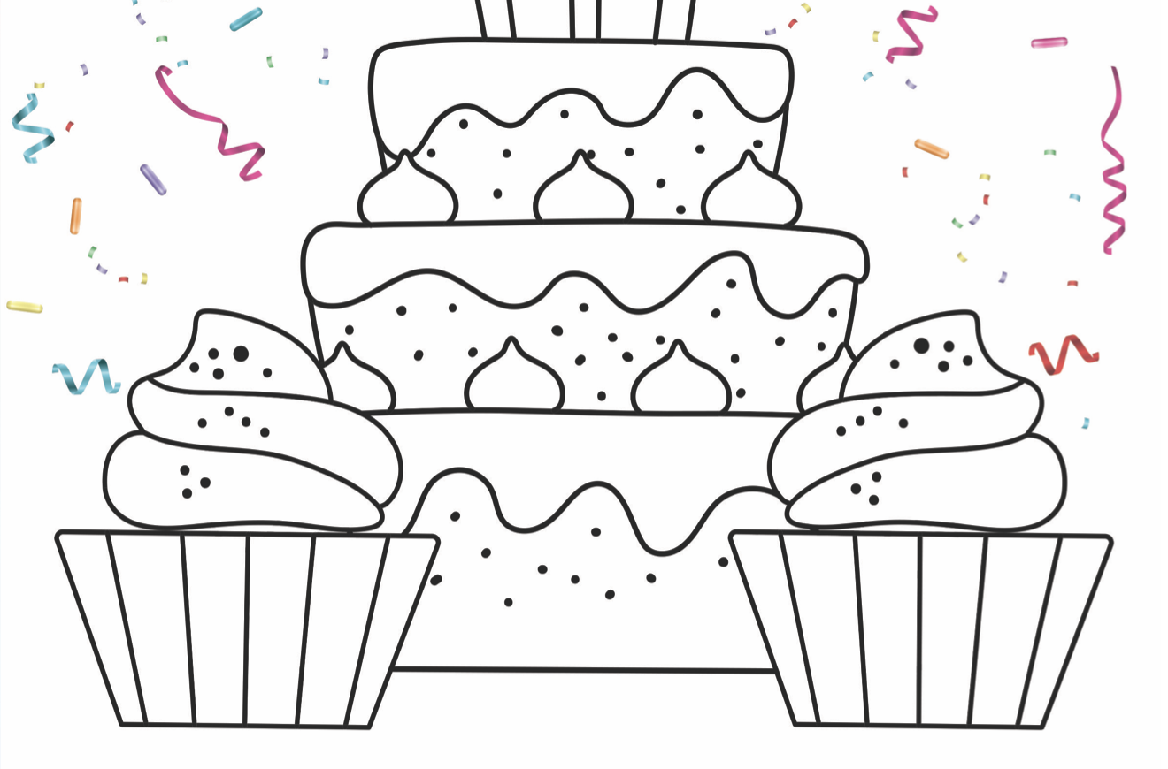 Gabby’s Dollhouse – Birthday Cake Colouring Sheet